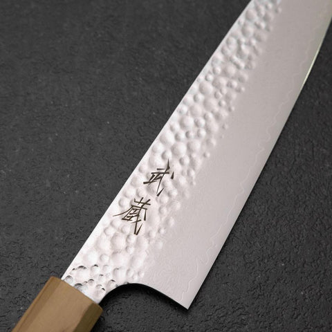 Santoku VG-10 Tsuchime Damascus Olive Handle 165mm-[Musashi]-[Japanese-Kitchen-Knives]