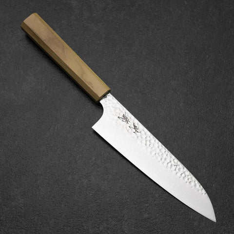 Santoku VG-10 Tsuchime Damascus Olive Handle 165mm-[Musashi]-[Japanese-Kitchen-Knives]