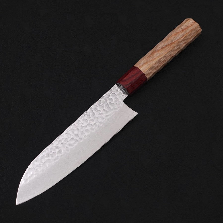 Santoku VG-10 Tsuchime Damascus Sakura Wood Handle 180mm-VG-10-Damascus-Japanese Handle-[Musashi]-[Japanese-Kitchen-Knives]