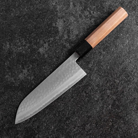 Santoku VG-10 Tsuchime Damascus Walnut Handle 165mm-[Musashi]-[Japanese-Kitchen-Knives]