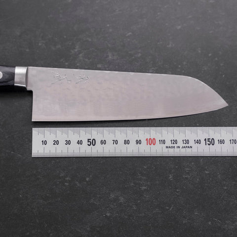 Santoku VG-10 Tsuchime Damascus Western Blue Handle 170mm (6.7”)-[Musashi]-[Japanese-Kitchen-Knives]