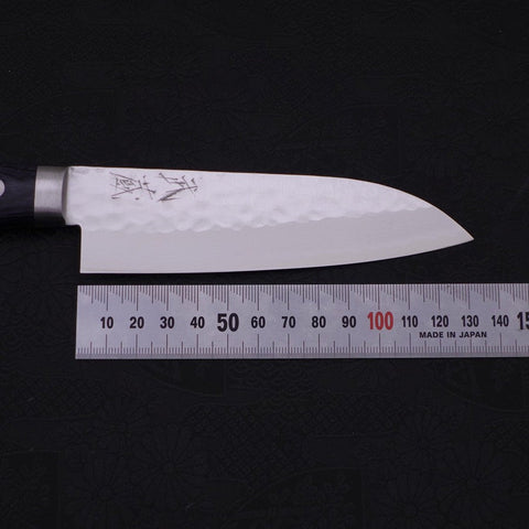 Santoku VG-10 Tsuchime Damascus Western Dark Blue Handle 130mm (5.1”)-[Musashi]-[Japanese-Kitchen-Knives]