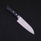 Santoku VG-10 Tsuchime Damascus Western Dark Blue Handle 130mm (5.1”)-[Musashi]-[Japanese-Kitchen-Knives]