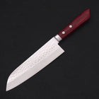 Santoku VG-10 Tsuchime Damascus Western Red Handle 170mm (6.7”)-[Musashi]-[Japanese-Kitchen-Knives]