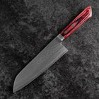 Santoku VG-10 Tsuchime Damascus Western Red Handle 170mm (6.7”)-[Musashi]-[Japanese-Kitchen-Knives]