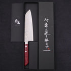 Santoku VG-10 Tsuchime Damascus Western Red Handle 170mm (6.7”)-[Musashi]-[Japanese-Kitchen-Knives]