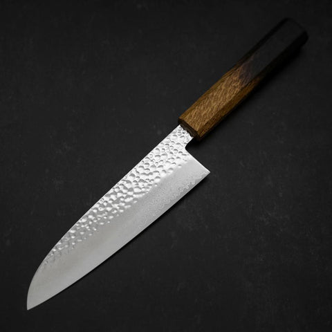 Santoku VG-10 Tsuchime Damascus Yaki-Urushi Handle 170mm (6.7”)-[Musashi]-[Japanese-Kitchen-Knives]