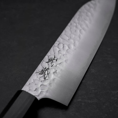 Santoku VG-10 Tsuchime Ebony Handle 165mm (6.5”)-[Musashi]-[Japanese-Kitchen-Knives]