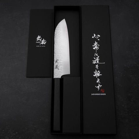 Santoku VG-10 Tsuchime Ebony Handle 165mm (6.5”)-[Musashi]-[Japanese-Kitchen-Knives]
