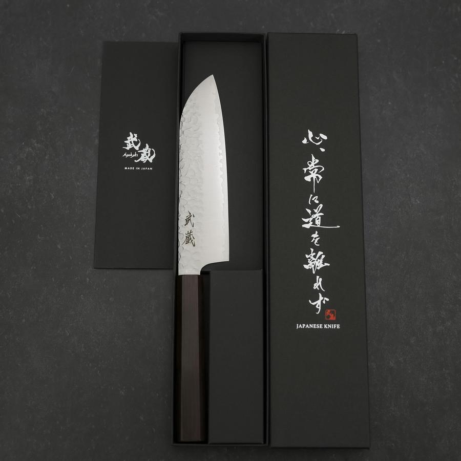 Santoku VG-10 Tsuchime Ebony Handle 165mm-[Musashi]-[Japanese-Kitchen-Knives]