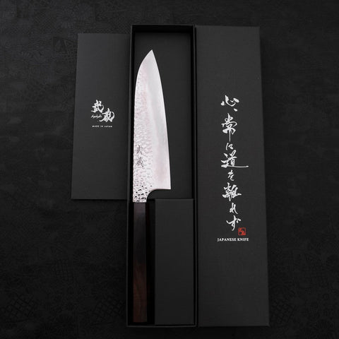 Santoku VG-10 Tsuchime Ebony Wood Handle 170mm (6.7”)-[Musashi]-[Japanese-Kitchen-Knives]