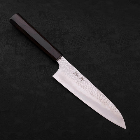 Santoku VG-10 Tsuchime Ebony Wood Handle 170mm (6.7”)-[Musashi]-[Japanese-Kitchen-Knives]
