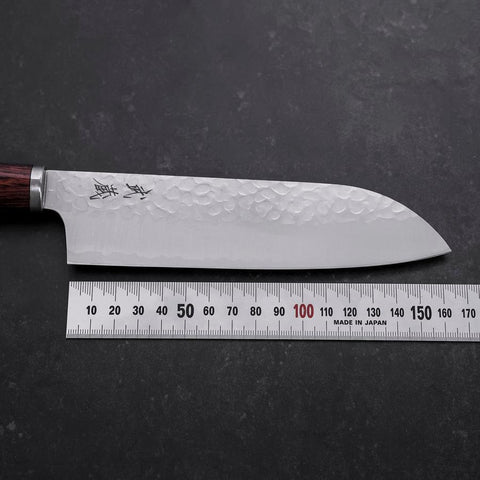 Santoku VG-10 Tsuchime Oval Mahogany Handle 165mm-[Musashi]-[Japanese-Kitchen-Knives]