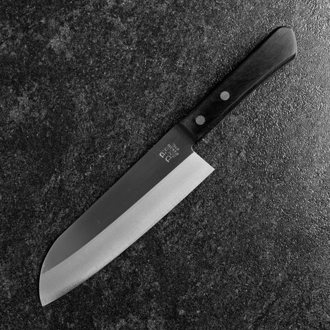 Santoku VG-5 Polished Western Black Handle 170mm (Tsuba Nashi)-[Musashi]-[Japanese-Kitchen-Knives]