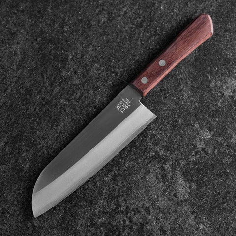 Santoku VG-5 Polished Western Brown Handle 170mm (Tsuba Nashi) (6.7”)-[Musashi]-[Japanese-Kitchen-Knives]