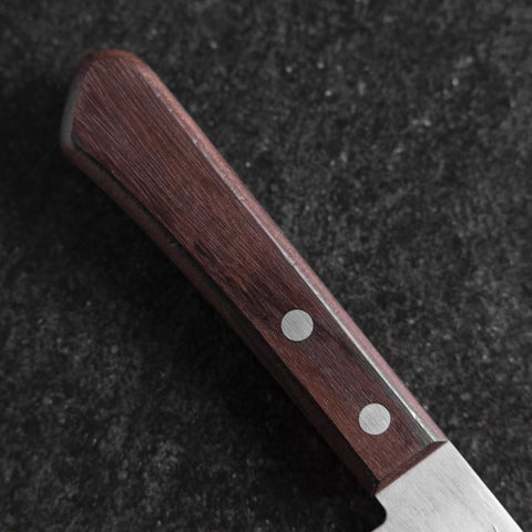 Santoku VG-5 Polished Western Brown Handle 170mm (Tsuba Nashi)-[Musashi]-[Japanese-Kitchen-Knives]