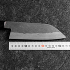 Santoku White Steel #1 Kurouchi Tsuchime Buffalo Ebony Handle 170mm (6.7”)-[Musashi]-[Japanese-Kitchen-Knives]