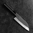 Santoku White Steel #1 Kurouchi Tsuchime Buffalo Ebony Handle 170mm (6.7”)-[Musashi]-[Japanese-Kitchen-Knives]