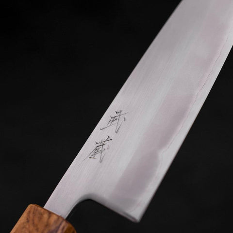 Santoku White Steel #1 Polished Oak Handle 165mm (6.5”)-[Musashi]-[Japanese-Kitchen-Knives]
