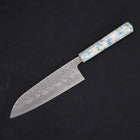 Santoku White Steel #1 Stainless Clad Tsuchime Ocean White Mix Handle 165mm (6.5”)-[Musashi]-[Japanese-Kitchen-Knives]