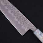 Santoku White Steel #1 Stainless Clad Tsuchime Ocean White Mix Handle 165mm (6.5”)-[Musashi]-[Japanese-Kitchen-Knives]