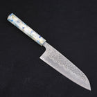 Santoku White Steel #1 Stainless Clad Tsuchime Ocean White Mix Handle 165mm (6.5”)-[Musashi]-[Japanese-Kitchen-Knives]