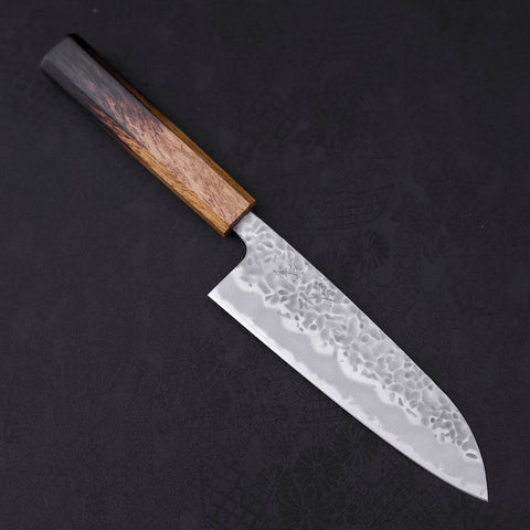 Santoku White Steel #1 Tsuchime Yaki Urushi Handle 165mm (6.5”)-[Musashi]-[Japanese-Kitchen-Knives]