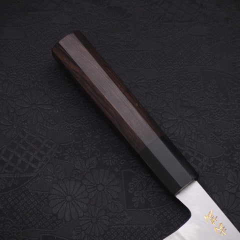 Santoku White Steel #2 Kasumi Chokin Samurai Full Moon Buffalo Ebony Handle 180mm (7”)-[Musashi]-[Japanese-Kitchen-Knives]