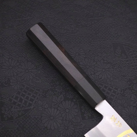 Santoku White Steel #2 Kasumi Chokin Samurai New Moon Buffalo Ebony Handle 180mm (7”)-[Musashi]-[Japanese-Kitchen-Knives]