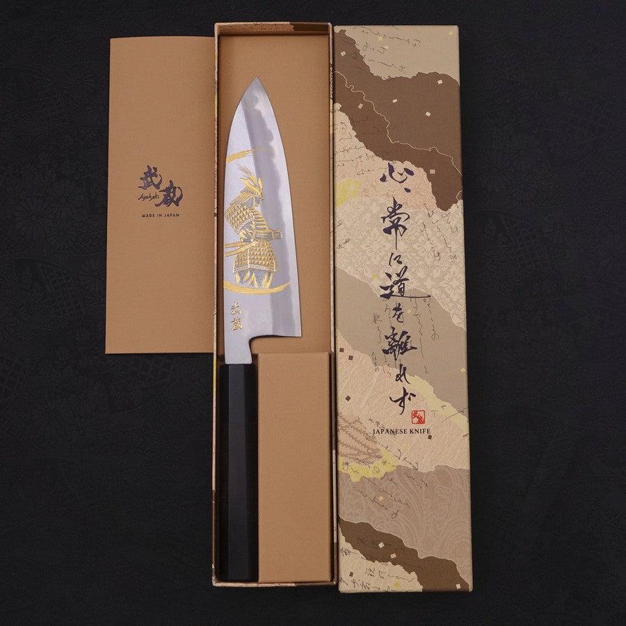 三徳 白紙2号 霞 侍新月 黒檀水牛柄 180mm – MUSASHI