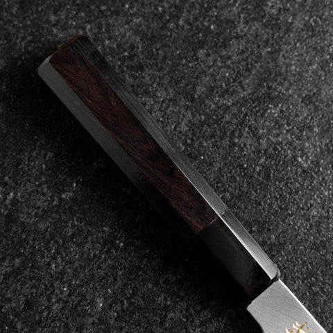 Santoku White Steel #2 Kasumi Single Bevel Chokin Sakura-Fuji Buffalo Ebony Handle 155mm-[Musashi]-[Japanese-Kitchen-Knives]