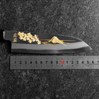 Santoku White Steel #2 Kasumi Single Bevel Chokin Sakura-Fuji Buffalo Ebony Handle 155mm-[Musashi]-[Japanese-Kitchen-Knives]