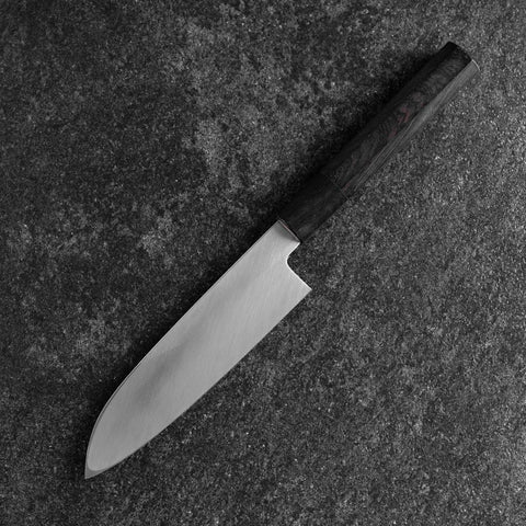 Santoku White Steel #2 Kasumi Single Bevel Chokin Samurai Full Moon Buffalo Ebony Handle 155mm (6.1”)-[Musashi]-[Japanese-Kitchen-Knives]