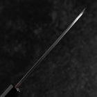 Santoku White Steel #2 Kasumi Single Bevel Chokin Samurai New Moon Buffalo Ebony Handle 155mm (6.1”)-[Musashi]-[Japanese-Kitchen-Knives]