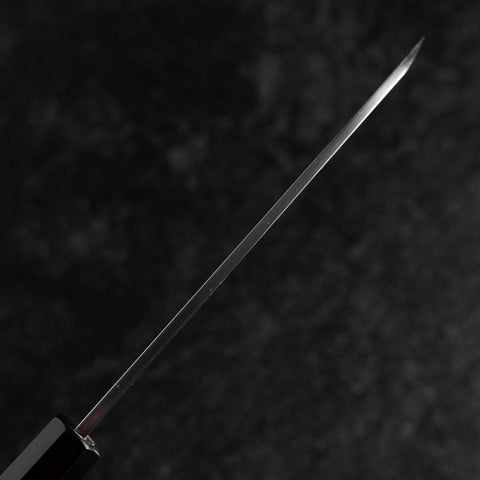 Santoku White Steel #2 Kasumi Single Bevel Chokin Samurai New Moon Buffalo Ebony Handle 155mm (6.1”)-[Musashi]-[Japanese-Kitchen-Knives]