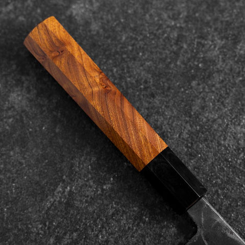 Santoku White Steel #2 Kurouchi Buffalo Bubinga Handle 165mm-[Musashi]-[Japanese-Kitchen-Knives]