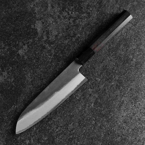 Santoku White Steel #2 Kurouchi Buffalo Ebony Handle 170mm (6.7”)-[Musashi]-[Japanese-Kitchen-Knives]