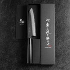 Santoku White Steel #2 Kurouchi Buffalo Ebony Handle 170mm-[Musashi]-[Japanese-Kitchen-Knives]