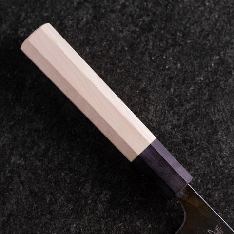 Santoku White Steel #2 Kurouchi Buffalo Magnolia Handle 165mm-[Musashi]-[Japanese-Kitchen-Knives]