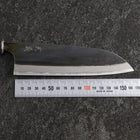 Santoku White Steel #2 Kurouchi Buffalo Magnolia Handle 165mm-[Musashi]-[Japanese-Kitchen-Knives]