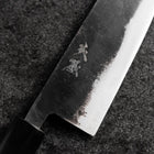 Santoku White Steel #2 Kurouchi Buffalo Magnolia Round Handle 165mm (6.5”)-[Musashi]-[Japanese-Kitchen-Knives]