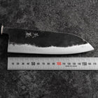 Santoku White Steel #2 Kurouchi Buffalo Magnolia Round Handle 165mm-[Musashi]-[Japanese-Kitchen-Knives]