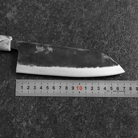 Santoku White Steel #2 Kurouchi Cherry Handle 165mm-[Musashi]-[Japanese-Kitchen-Knives]