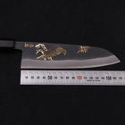 Santoku White Steel #2 Kurouchi Chokin Eagle Buffalo Ebony Handle 170mm (6.7”)-[Musashi]-[Japanese-Kitchen-Knives]