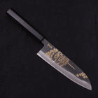 Santoku White Steel #2 Kurouchi Chokin Pagoda Buffalo Ebony Handle 170mm (6.7”)-[Musashi]-[Japanese-Kitchen-Knives]