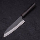 Santoku White Steel #2 Kurouchi Chokin Samurai Full Moon Buffalo Ebony Handle 170mm (6.7”)-[Musashi]-[Japanese-Kitchen-Knives]
