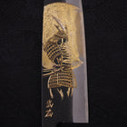 Santoku White Steel #2 Kurouchi Chokin Samurai Full Moon Buffalo Ebony Handle 170mm (6.7”)-[Musashi]-[Japanese-Kitchen-Knives]
