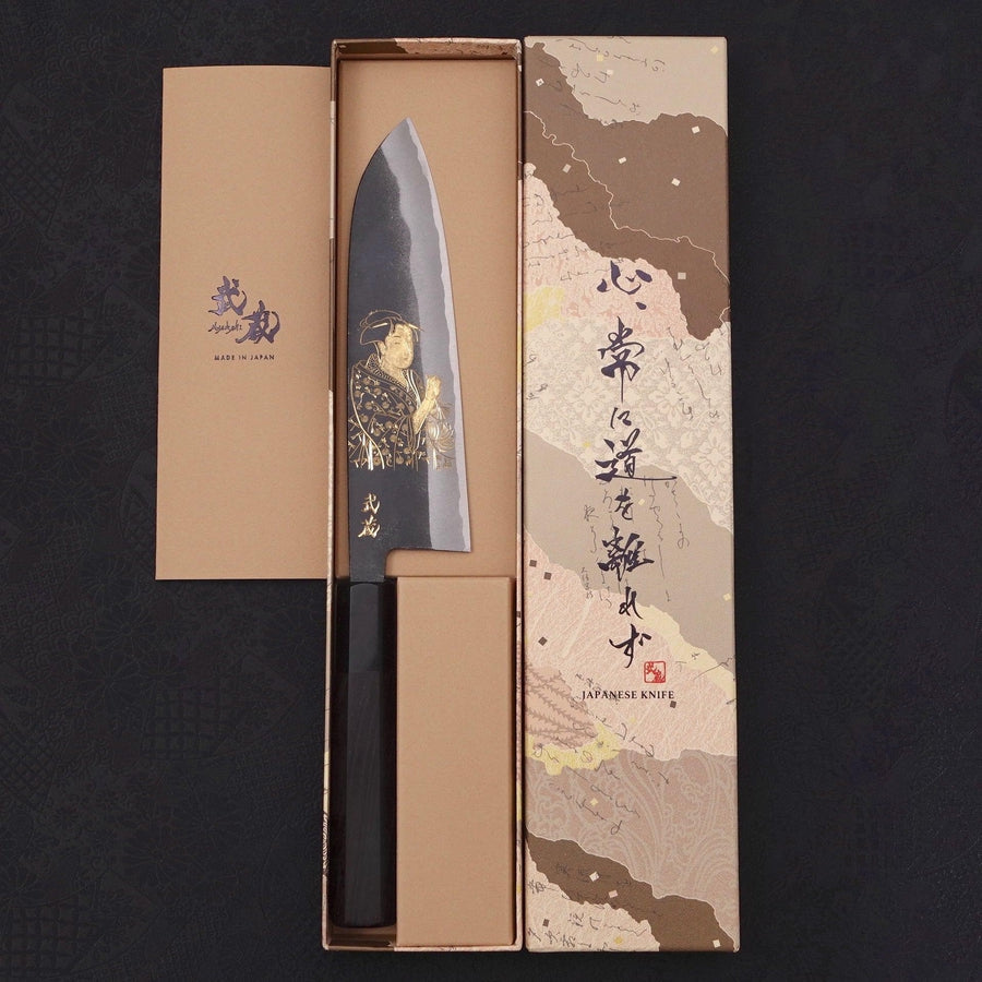 三徳 白紙2号 黒打-浮世絵 黒檀水牛柄 170mm – MUSASHI
