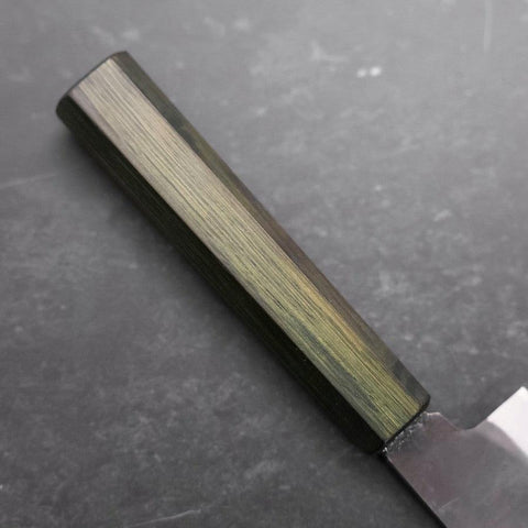 Santoku White Steel #2 Kurouchi Green Urushi Handle 165mm (6.5”)-[Musashi]-[Japanese-Kitchen-Knives]