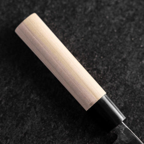 Santoku White Steel #2 Kurouchi Magnolia Round Handle 165mm (6.5”)-[Musashi]-[Japanese-Kitchen-Knives]